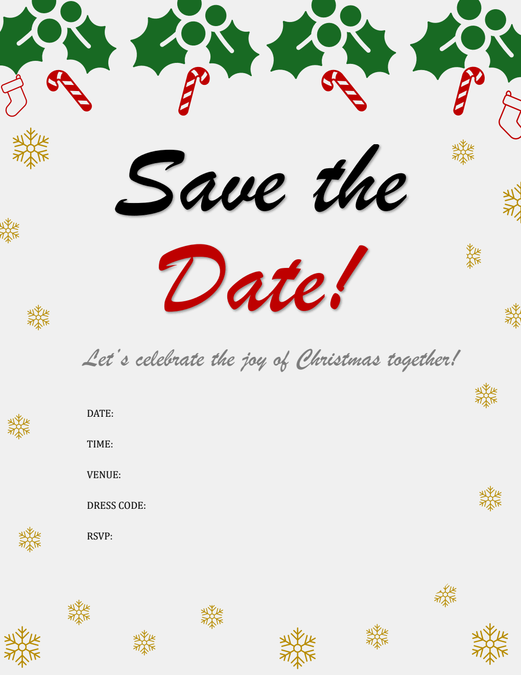 Save The Date Christmas Invitation Template Word
