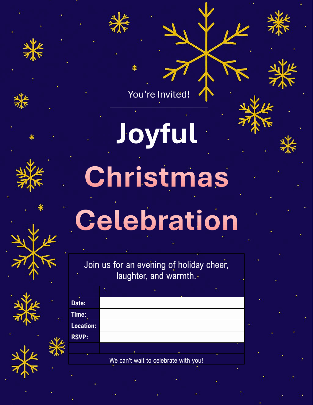 Downloadable Christmas Party Invitation Template Word