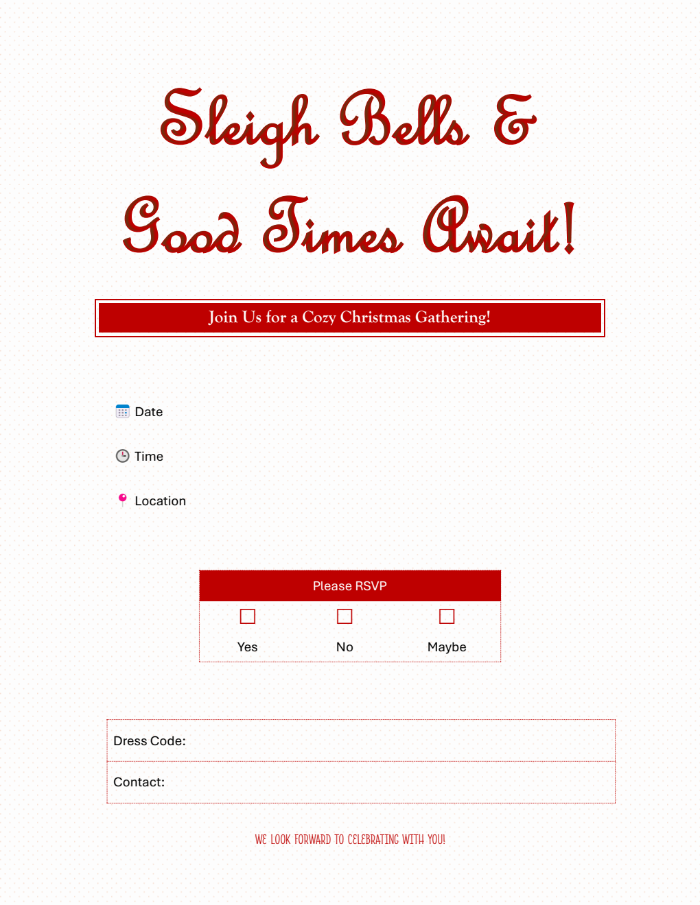 Free Word Christmas Invitation Templates