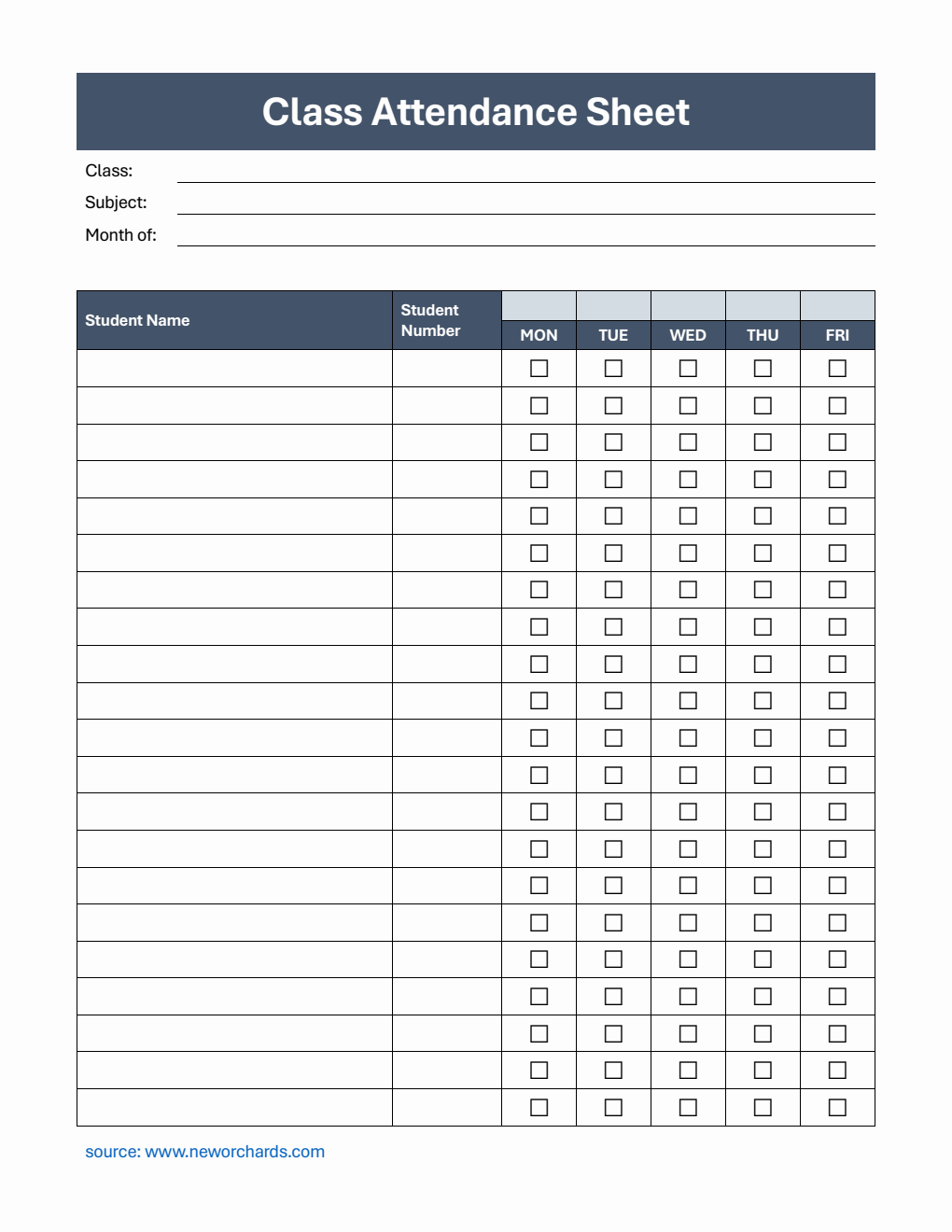 Free Class Attendance Sheet Templates (PDF, Word, Excel)