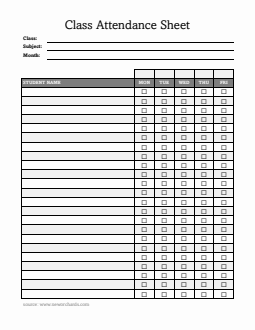 Customizable Weekly Class Attendance Sheet | Free Download in Word