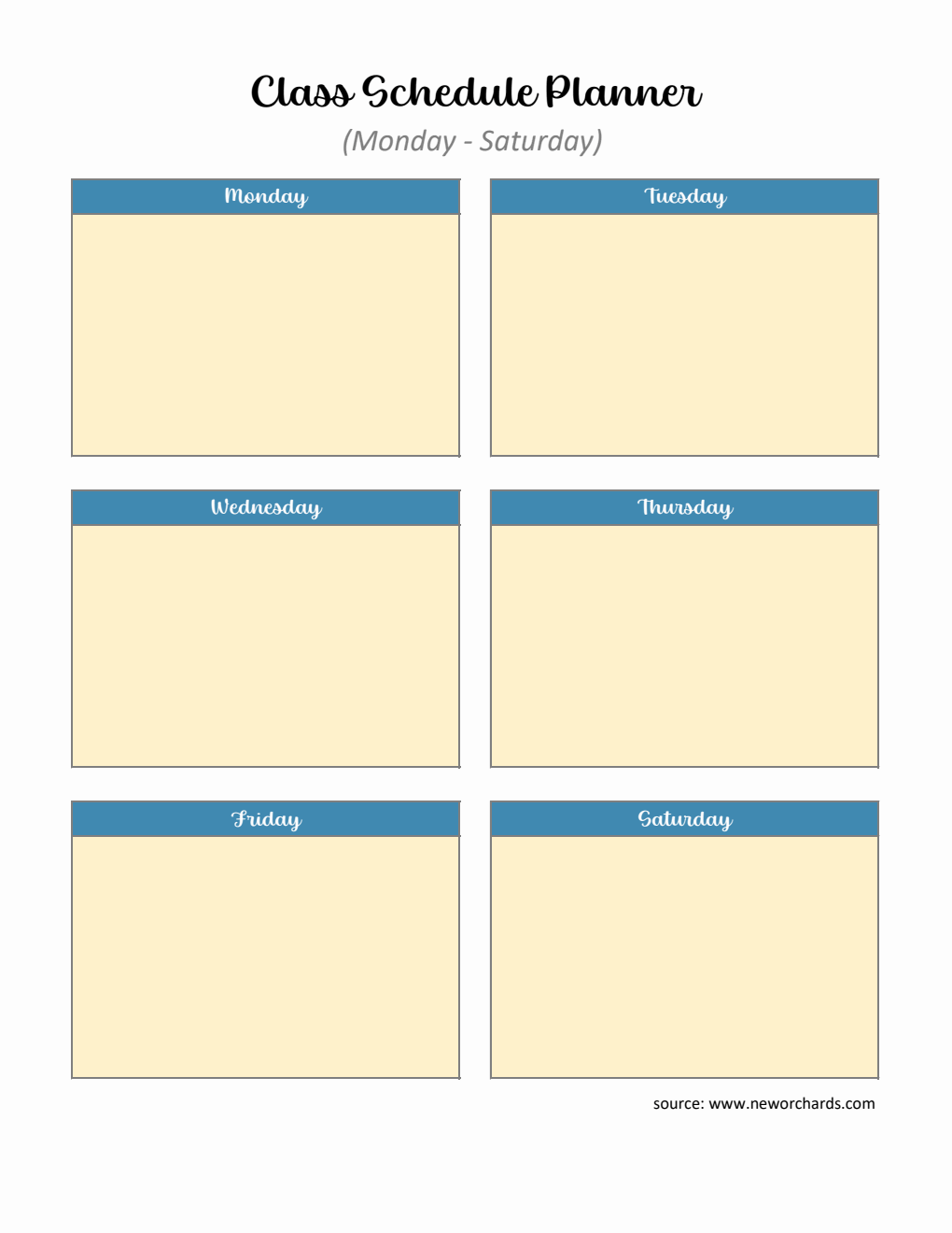 Free Class Schedule Planner Templates (PDF Word Excel) Free Class Schedule Planner Templates (PDF Word Excel)