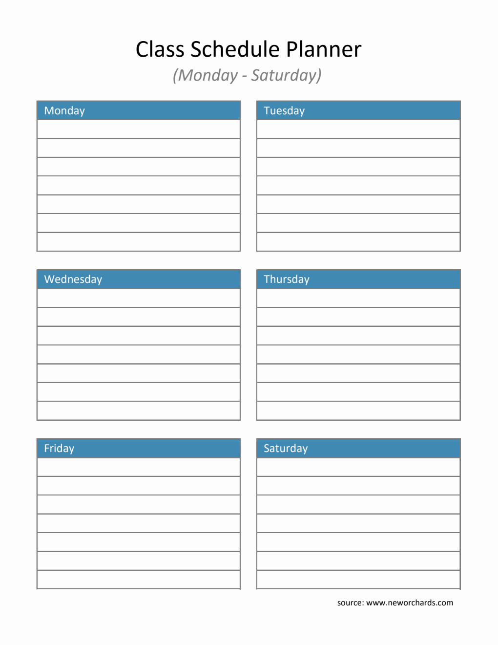 Schedule List.pdf Free Class Schedule Templates (PDF, Word, Excel)