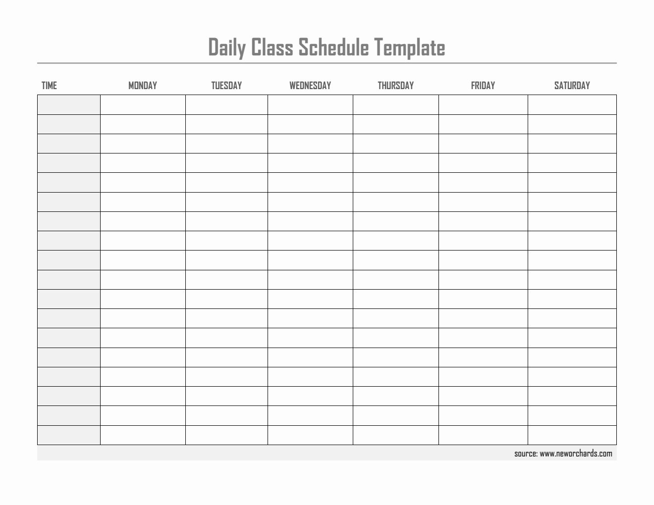 Free Word Course Schedule Planner Templates
