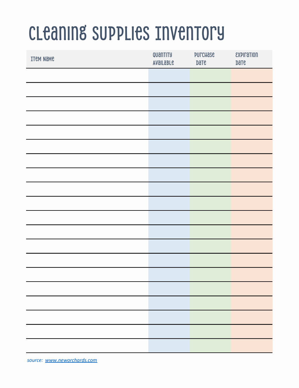 free kitchen supplies inventory list template to edit... Free Cleaning Templates (PDF, Word, Excel)