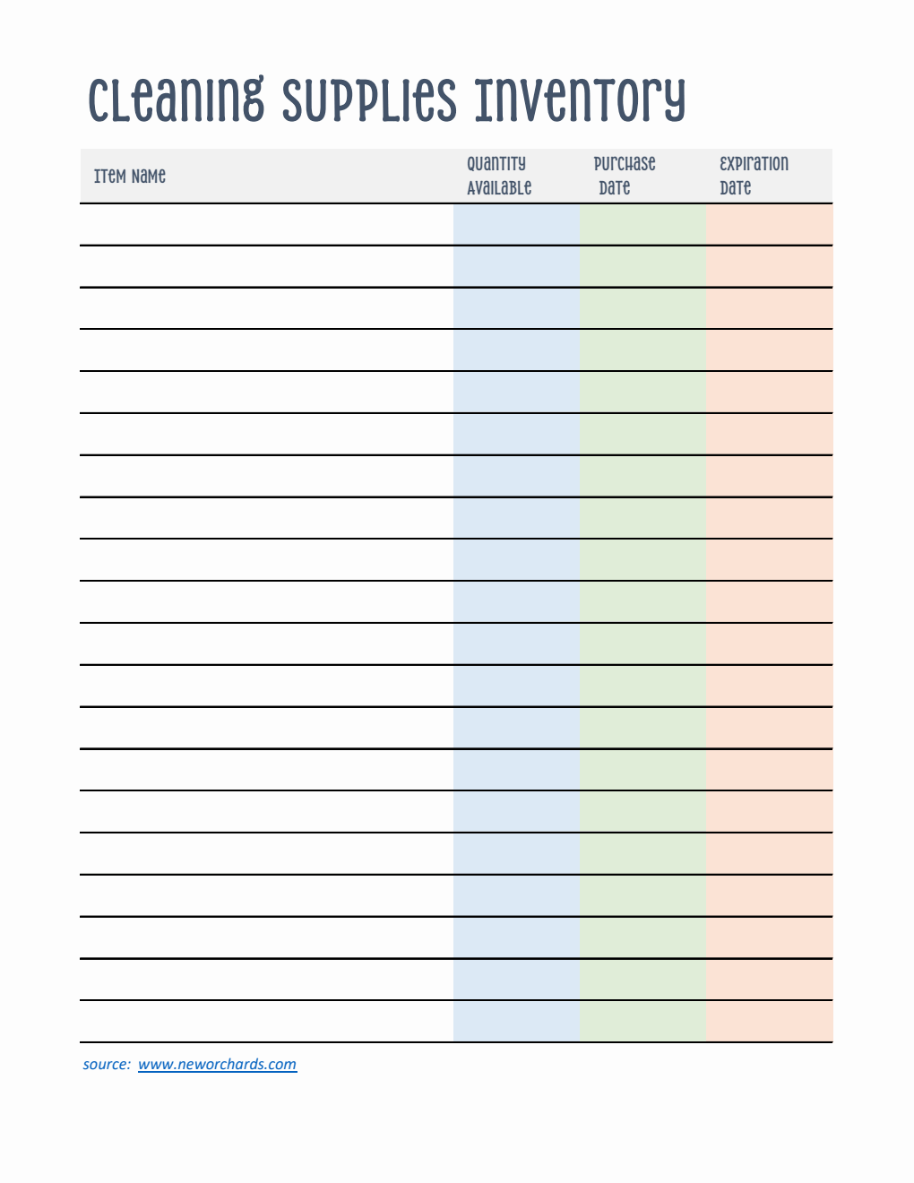 Free Excel Cleaning Templates