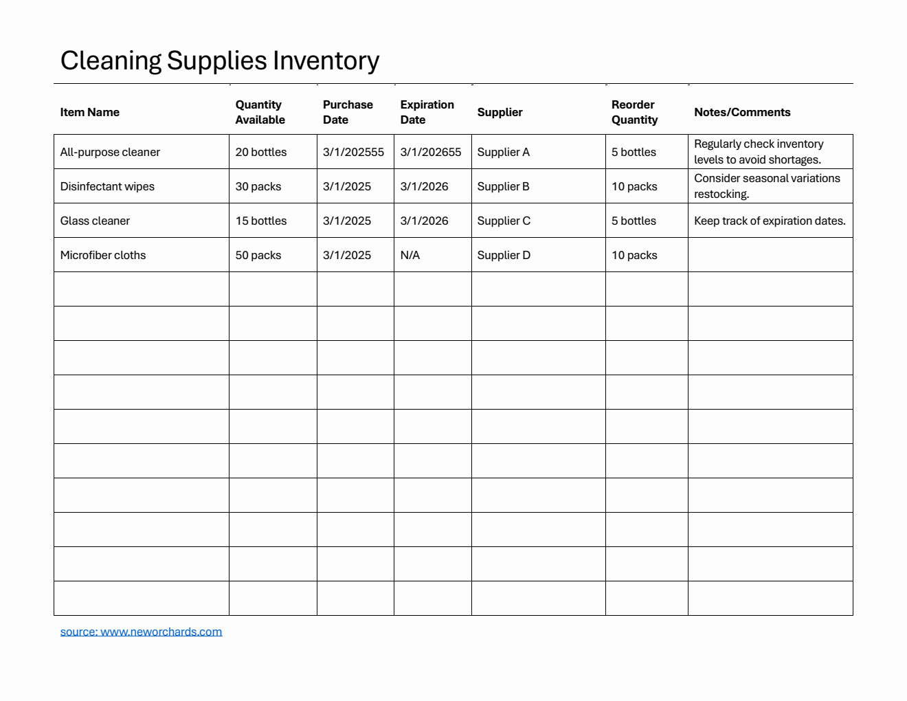 Cleanin Inventory Free Cleaning Templates (PDF, Word, Excel)