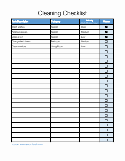 Free Excel Cleaning To-Do Template
