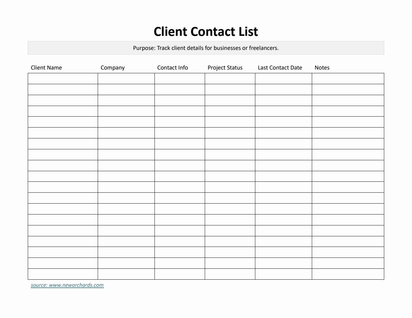 Example Of Client List Free Contact List Templates (PDF, Word, Excel)