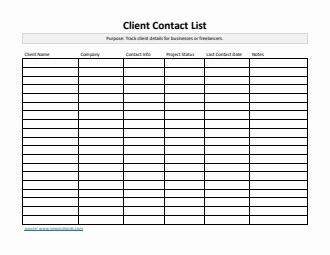 Printable Client Contact List Template (Word)