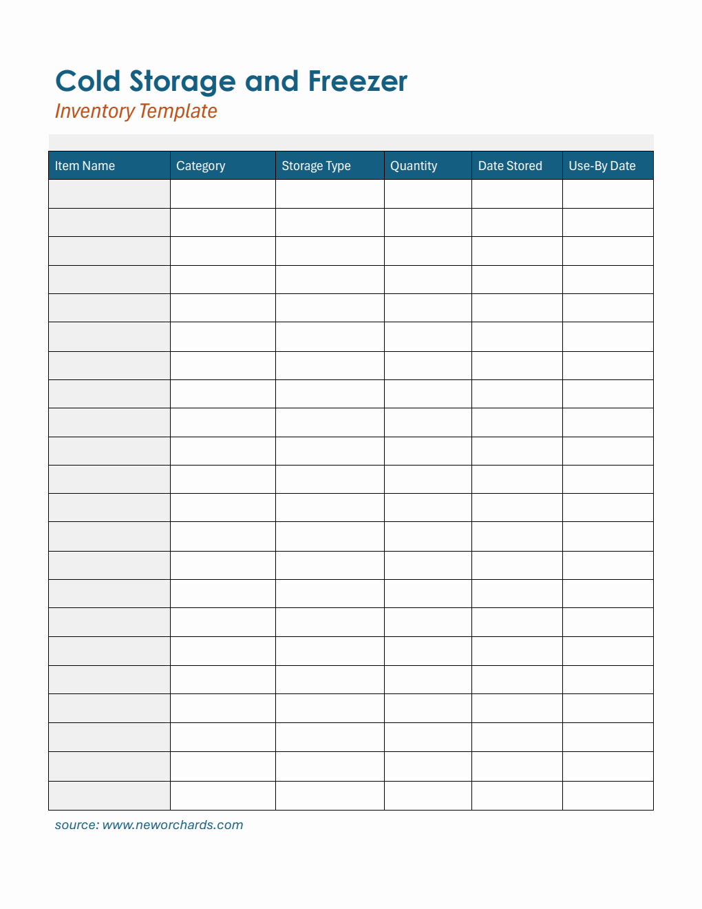 Blue Cold Storage & Freezer Inventory Template | Free Word Download
