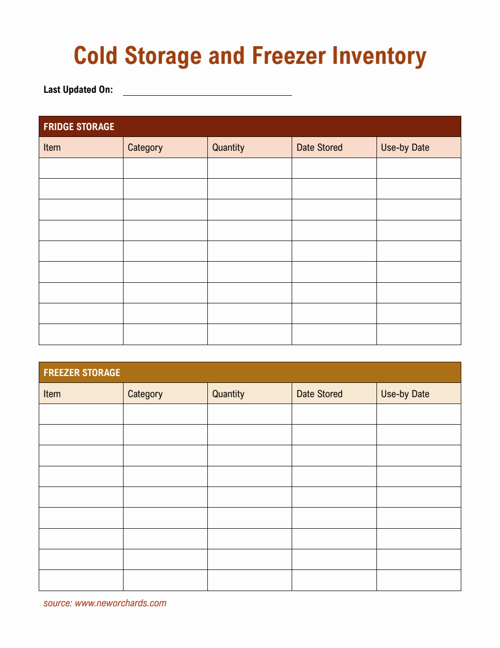 Free Cold Storage And Freezer Inventory Templates (PDF, Word, Excel)