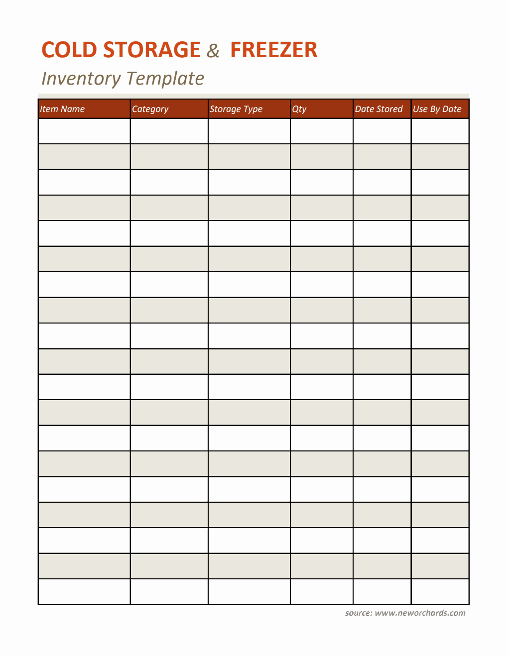 Red Cold Storage & Freezer Inventory Template | Free Excel Download