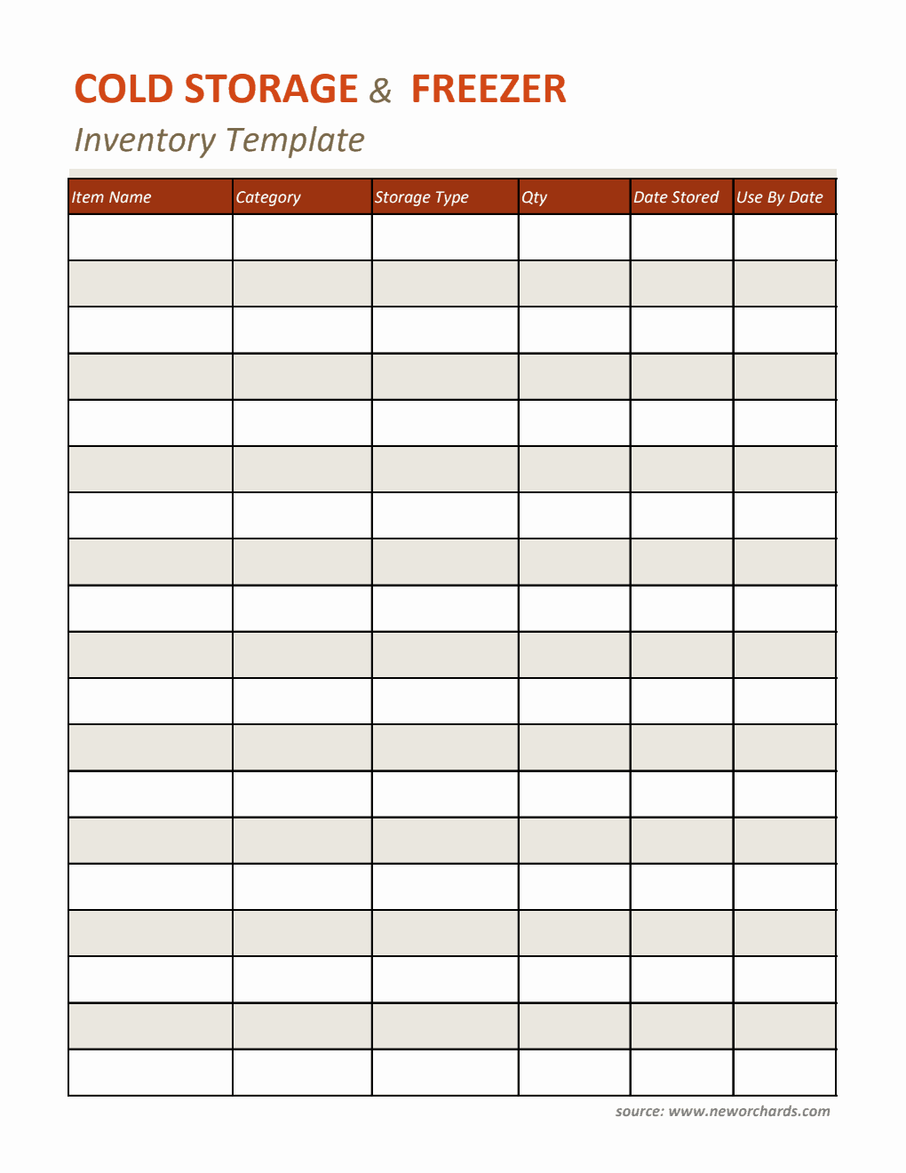 Free Cold Storage And Freezer Inventory Templates (PDF, Word, Excel)
