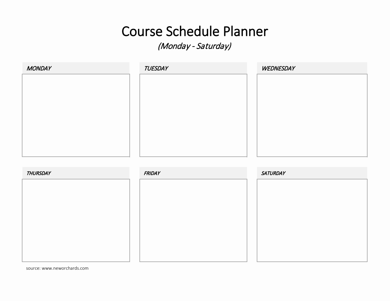 Free Course Schedule Planner Templates (PDF, Word, Excel)