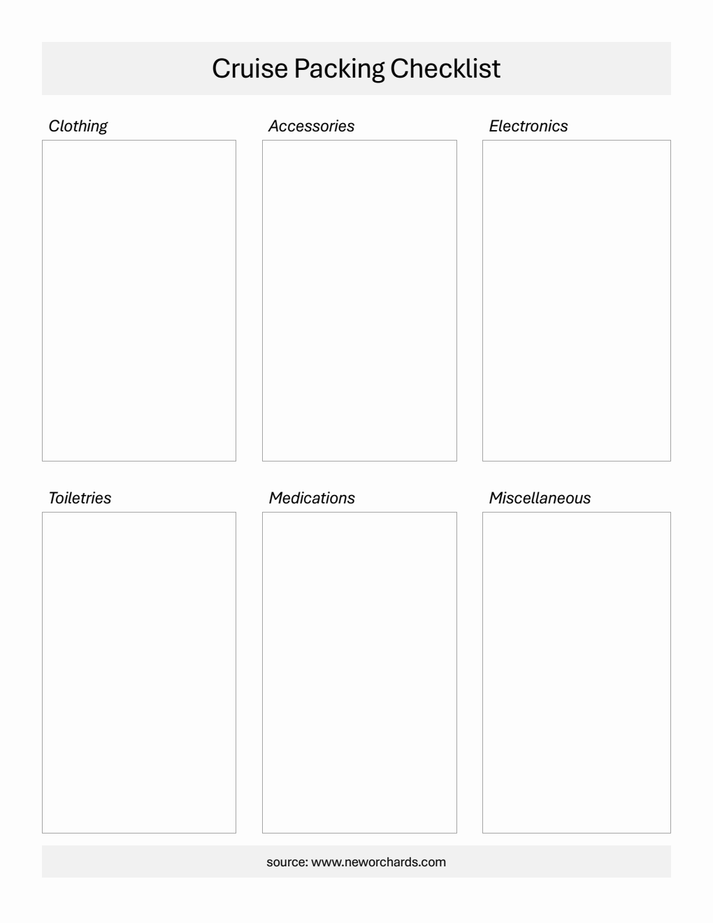 Free Cruise Packing Checklist Printable in Word