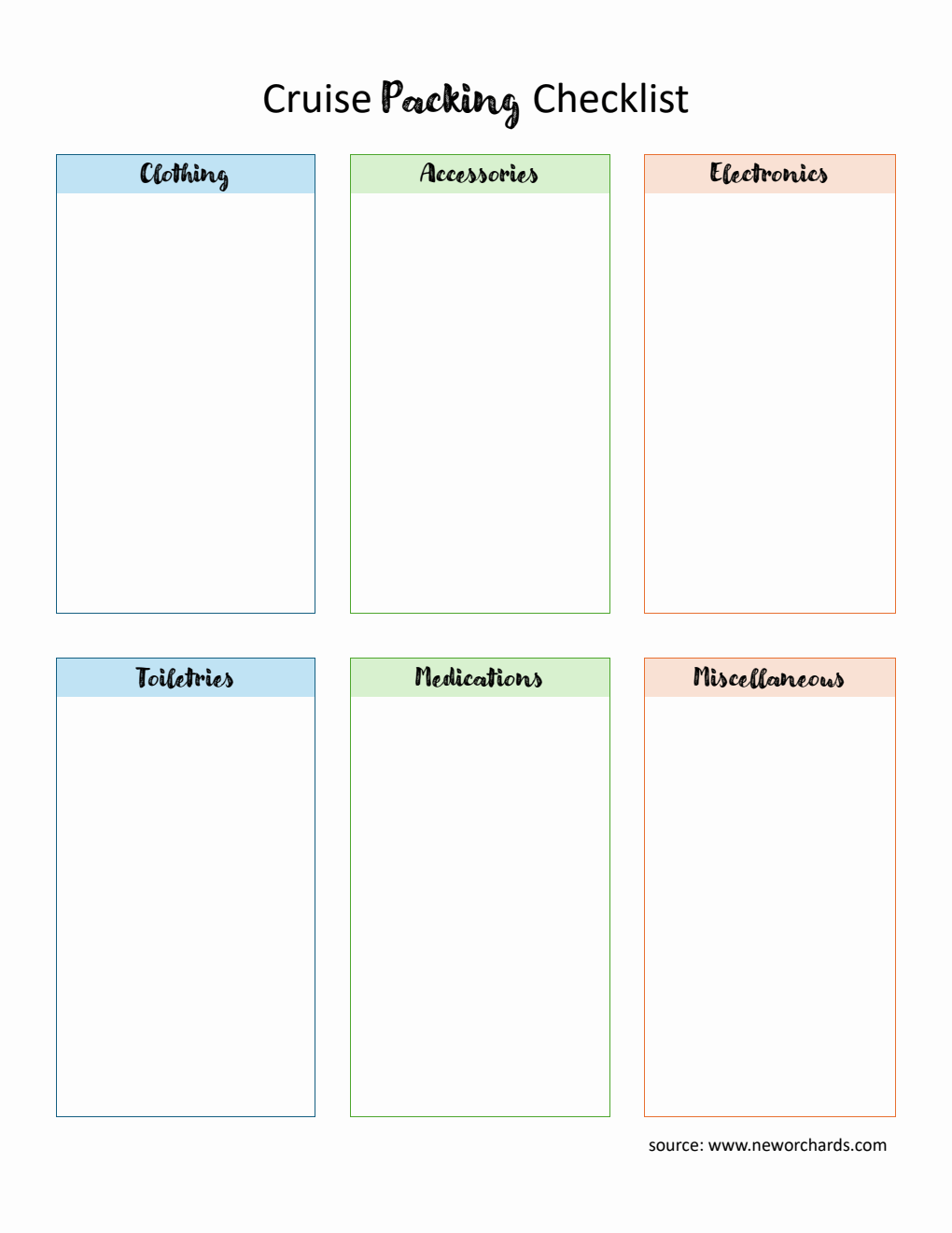 Free Cruise Packing Checklist Editable in PDF