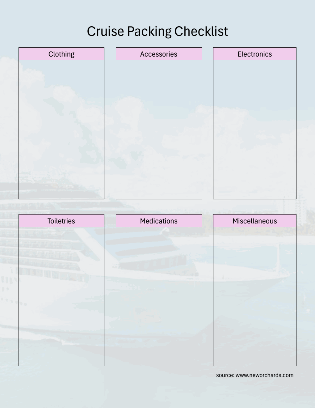 Free Cruise Packing Checklist Downloadable in PDF