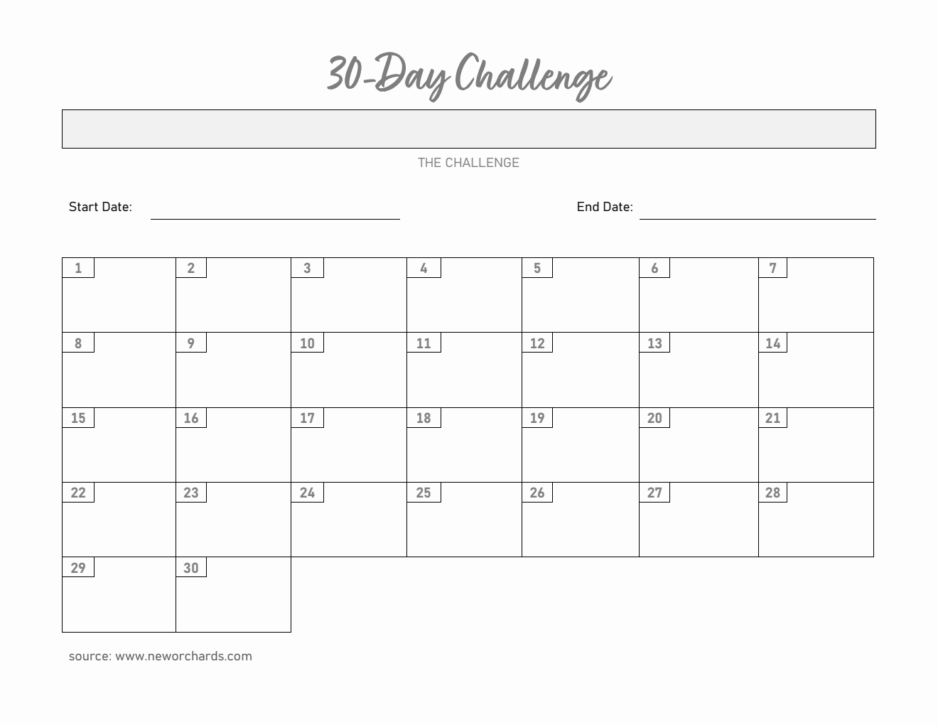 Word 30-Day Challenge Template (With Pre-Filled Days)