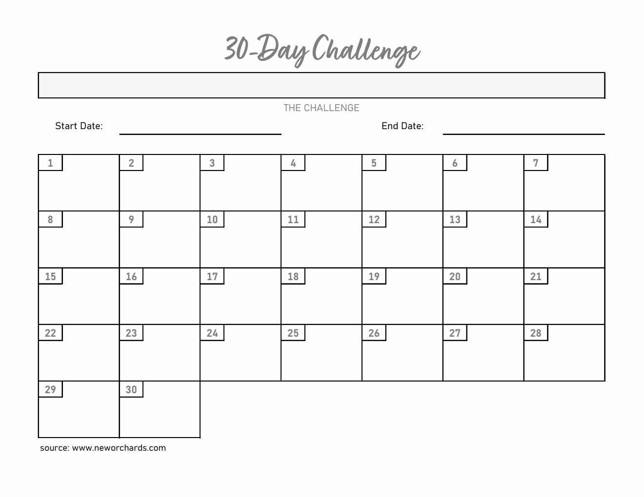Free Excel 30 Day Challenge Templates Free excel 30 day challenge templates