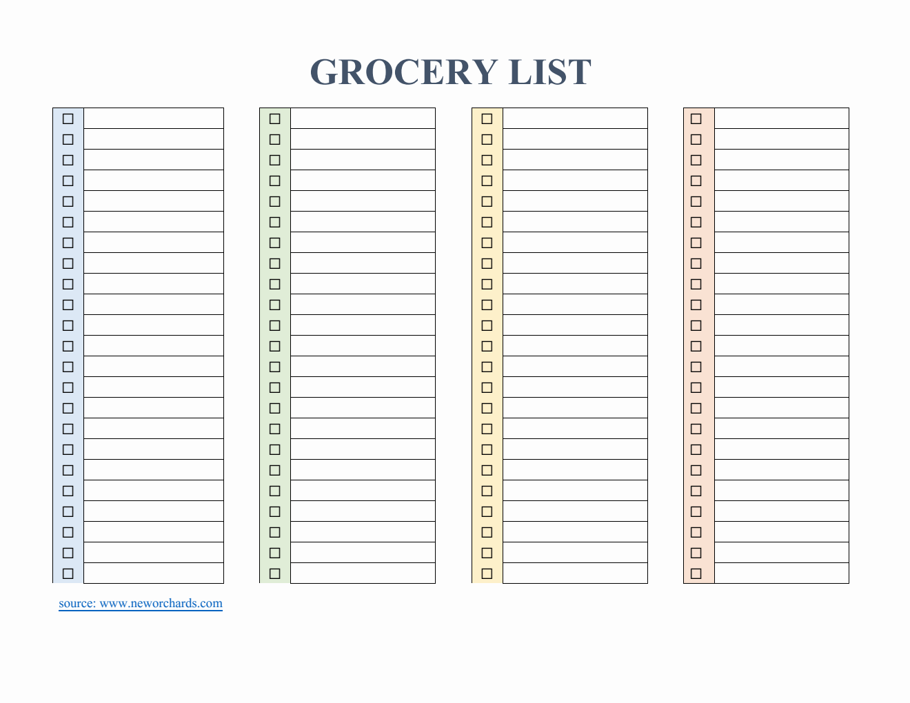 Customizable Grocery List Template | Free Download in PDF