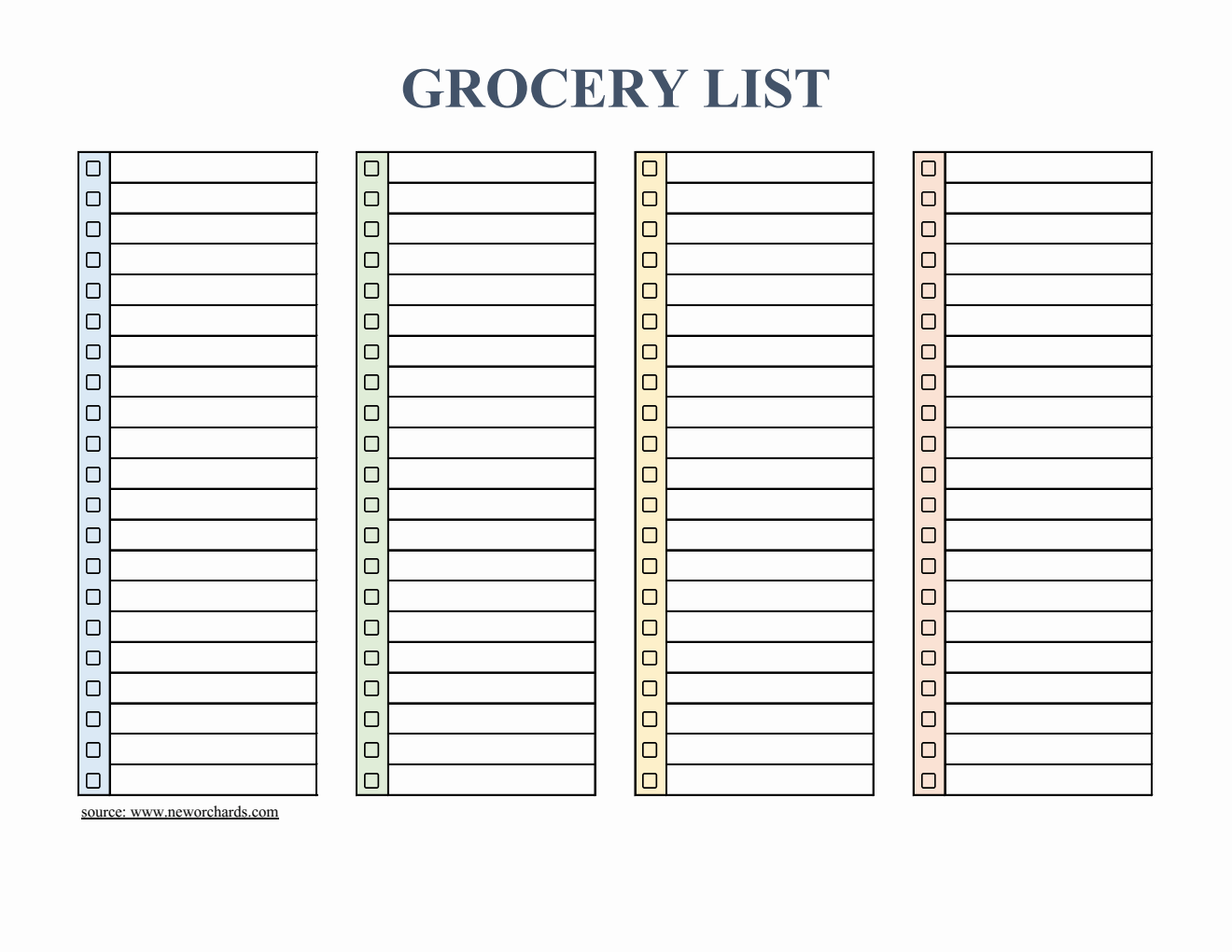 Customizable Grocery List Template Free Download in Excel Customizable Grocery List Template Free Download in Excel