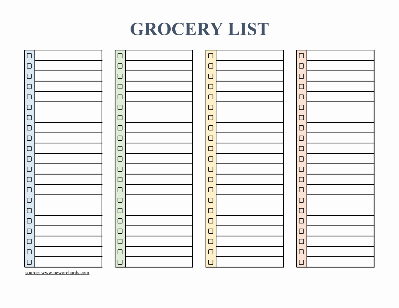Free Excel Grocery List Templates free-excel-grocery-list-templates