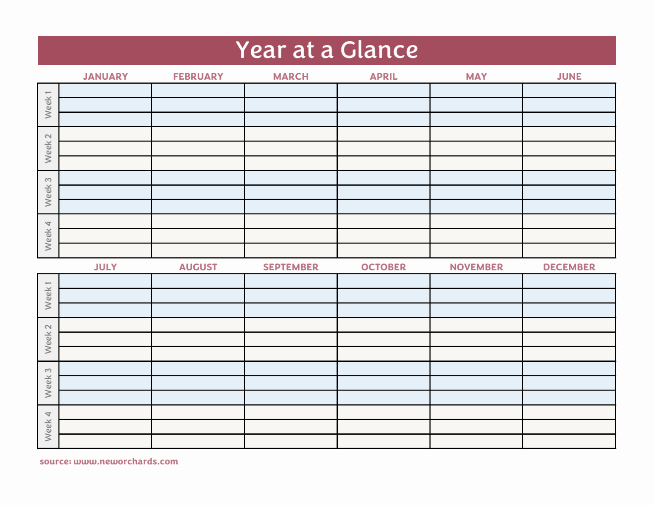 At A Glance Page Example Year-at-a-Glance Template | 100% Customizable in Excel