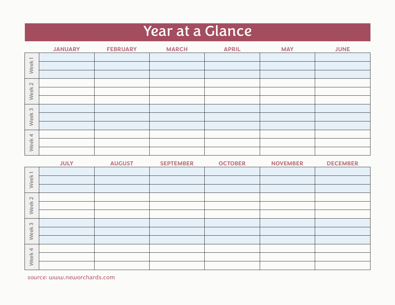 Year at a Glance Template 100 Customizable In Word Year at a glance template 100 customizable in word