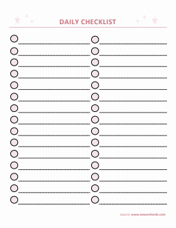 Monthly Checklist Template in Word