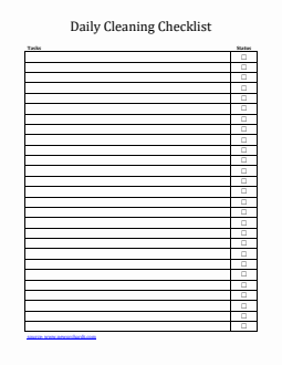  Daily Cleaning Checklist in Word