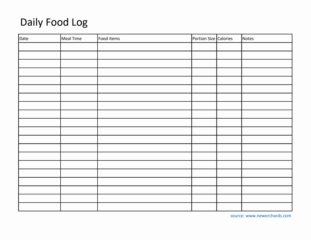 Image 3 for Food Log Template Printable