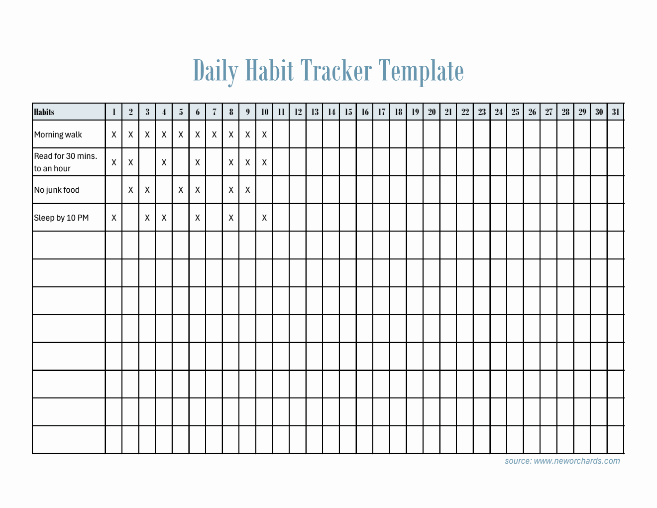Editable Daily Habit Tracker for Everyday Use (Excel)