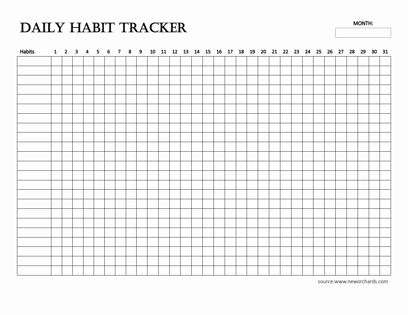 Printable Daily Habit Tracker for Everyday Use (Word)