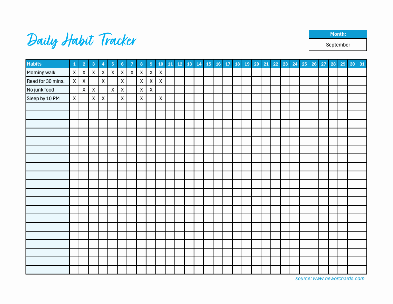 Daily Habit Tracker for Everyday Use (Excel)
