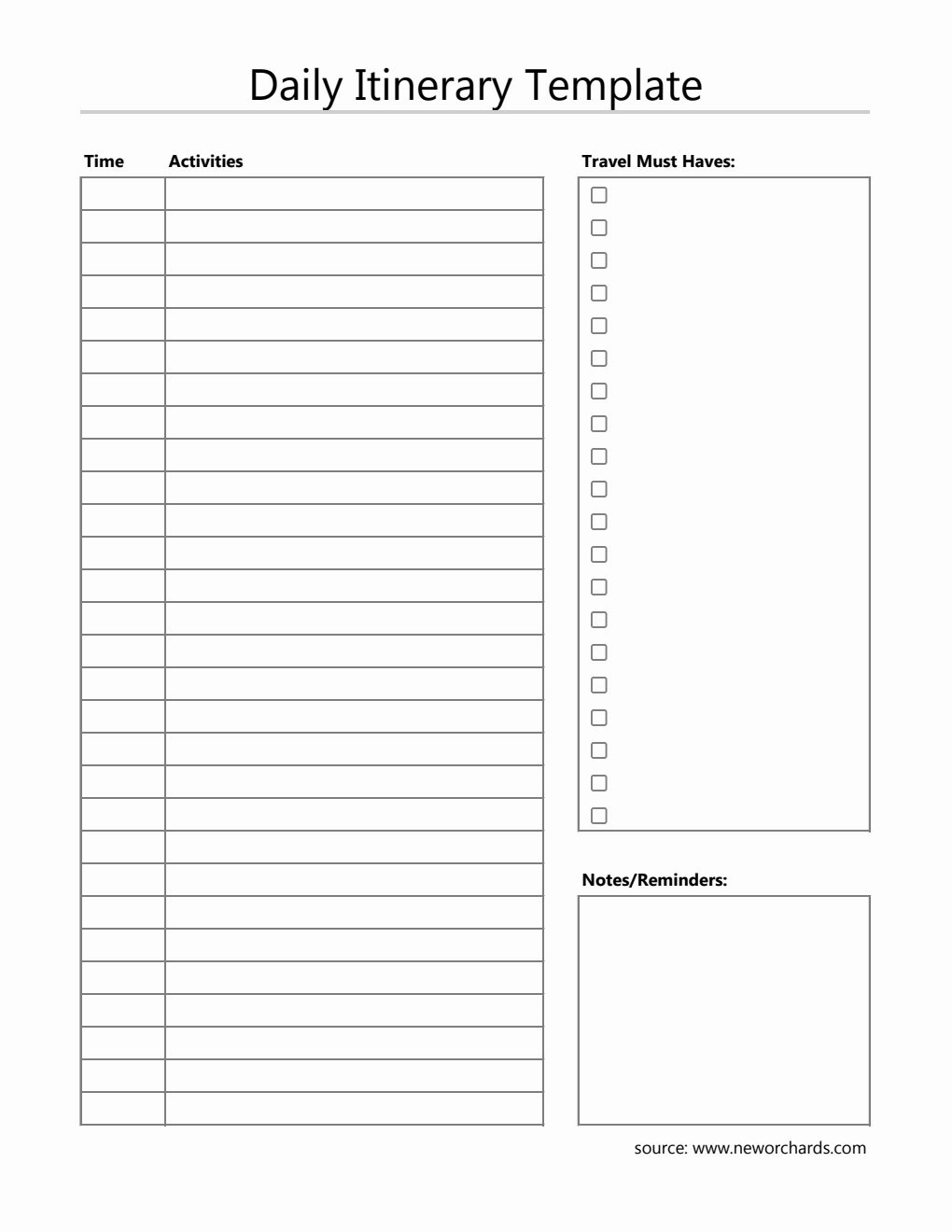 Free Itinerary Planner Templates (PDF, Word, Excel)