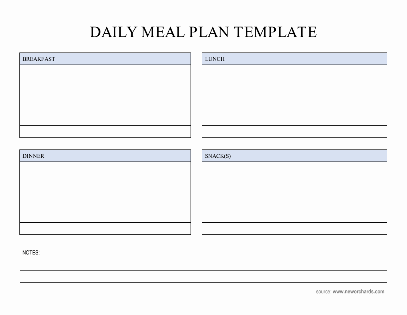 Free Editable Daily Meal Plan Template in PDF