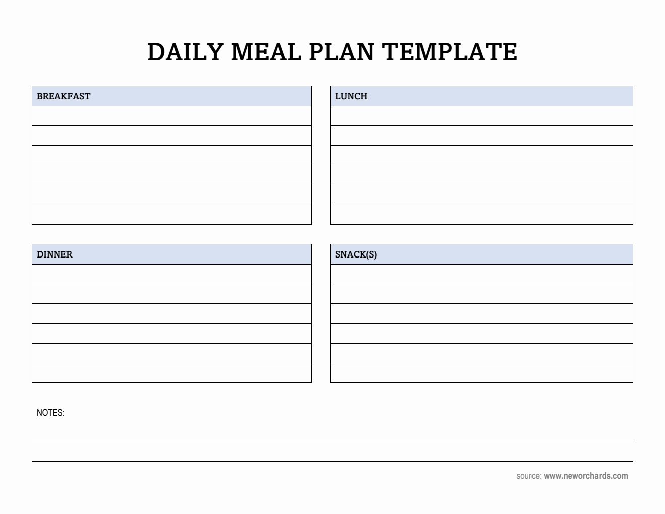 Free Editable Daily Meal Plan Template in Word
