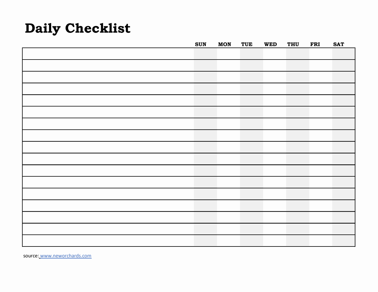 Free Excel Daily Checklist Templates