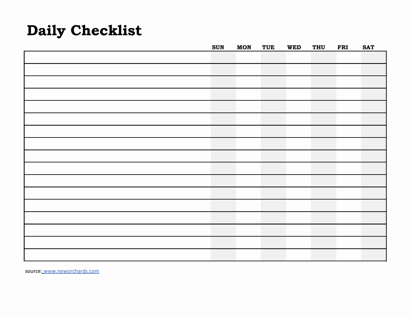 Free Excel Daily Checklist Templates