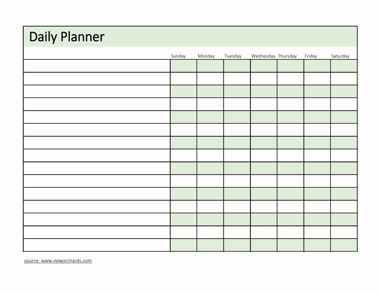 Free Excel Weekly Planner Templates