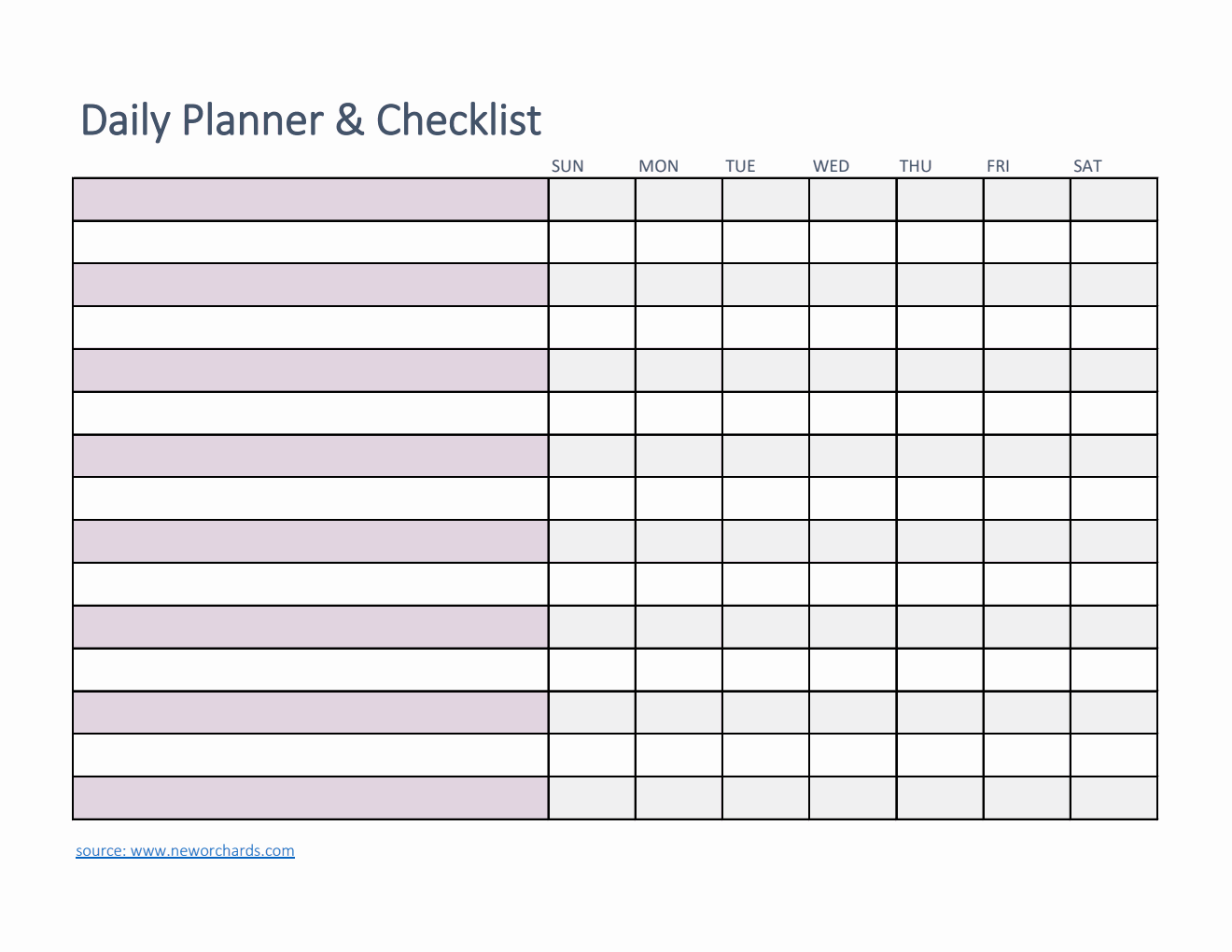 Free Excel Weekly Planner Templates