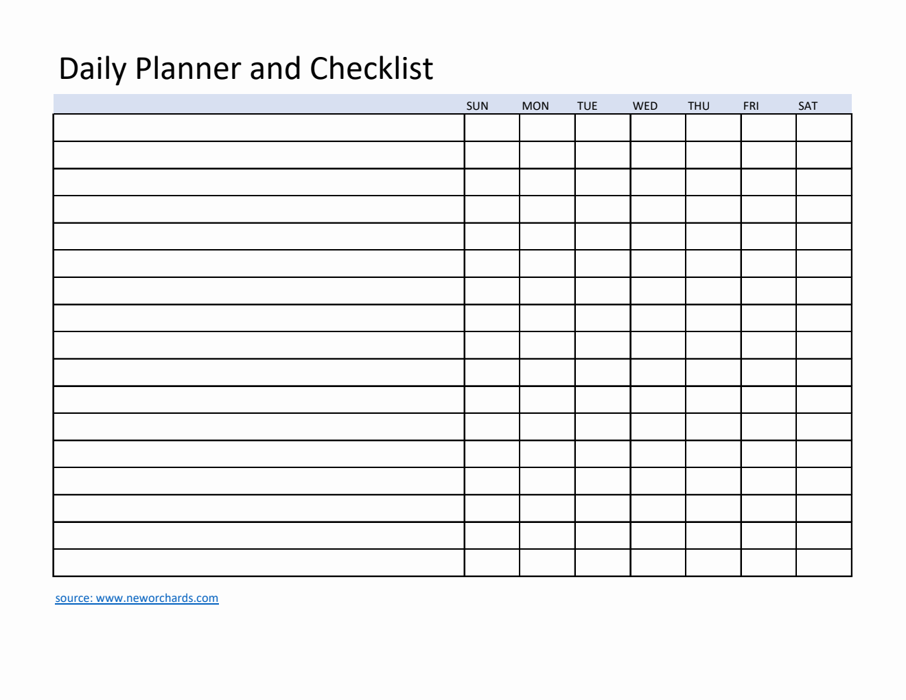 Free Excel Daily Checklist Templates