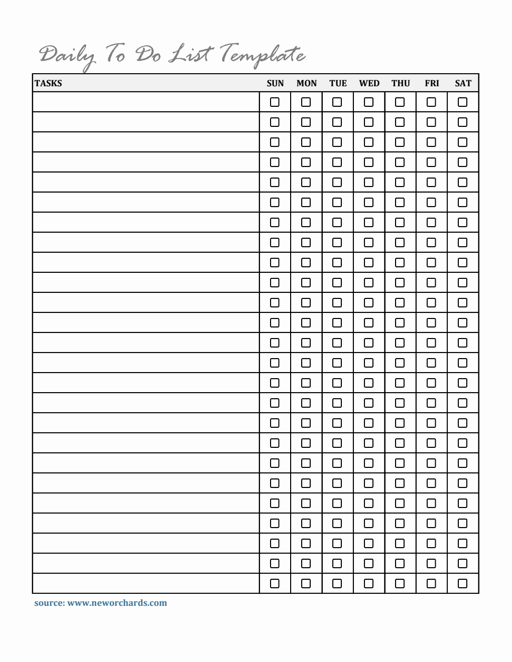 Free Excel Weekly Checklist Templates