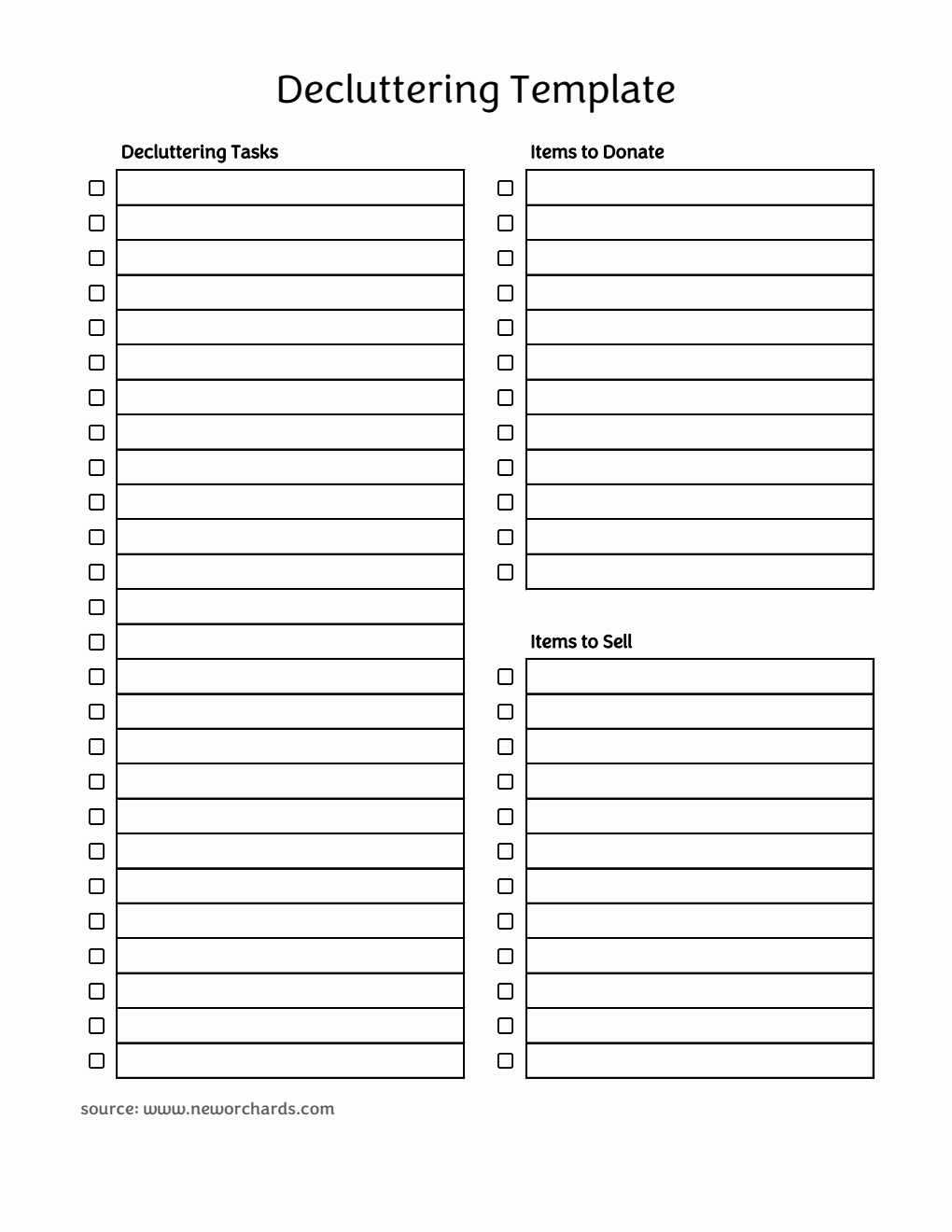 Printable Declutter Template Free To Do List Templates (PDF, Word, Excel)