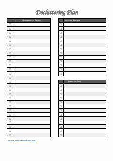 Blank Editable Decluttering Template in Word