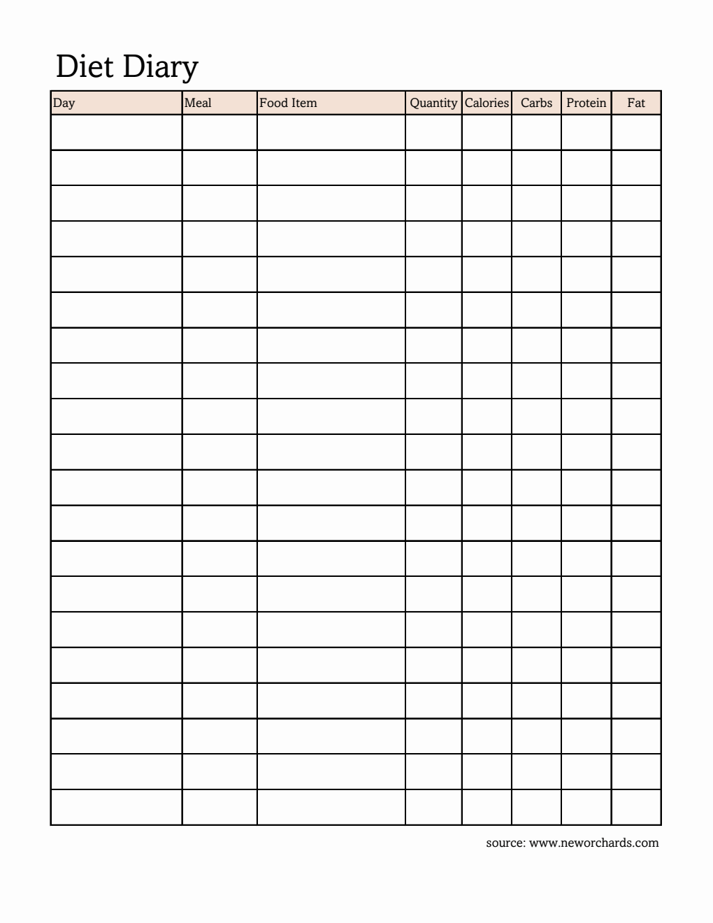  Diet Diary | Excel