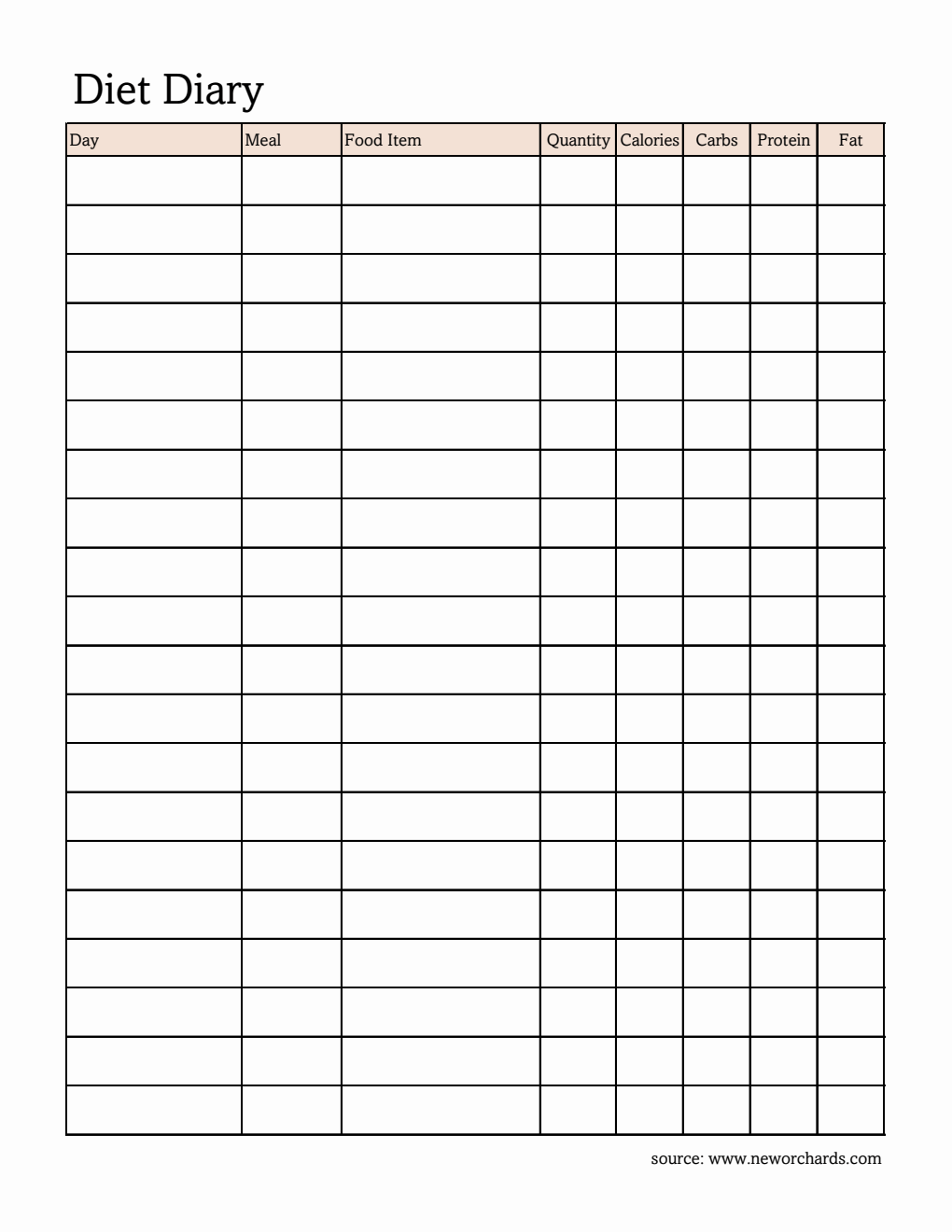 Free Diet Diary Templates PDF Word Excel free-diet-diary-templates-pdf-word-excel