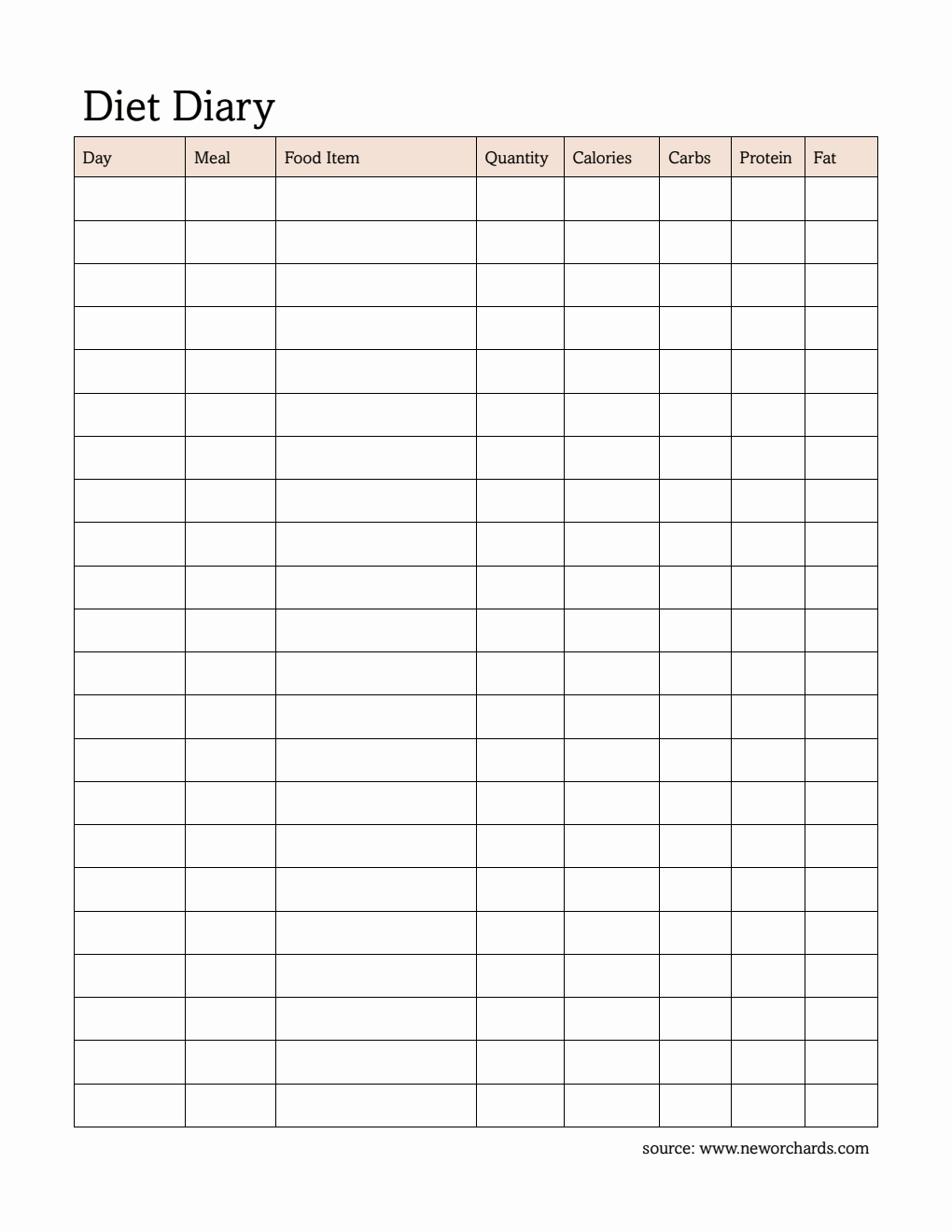 Free Diet Diary Templates PDF Word Excel free-diet-diary-templates-pdf-word-excel