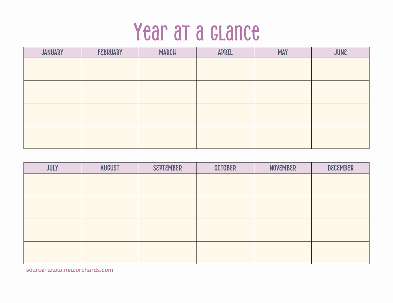 Year-at-a-Glance Template | Free Download in Word